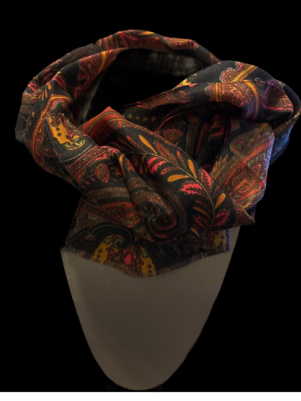 Vintage Paisley Black Scarf with Autumn Hues NWOTS - Picture 11 of 13